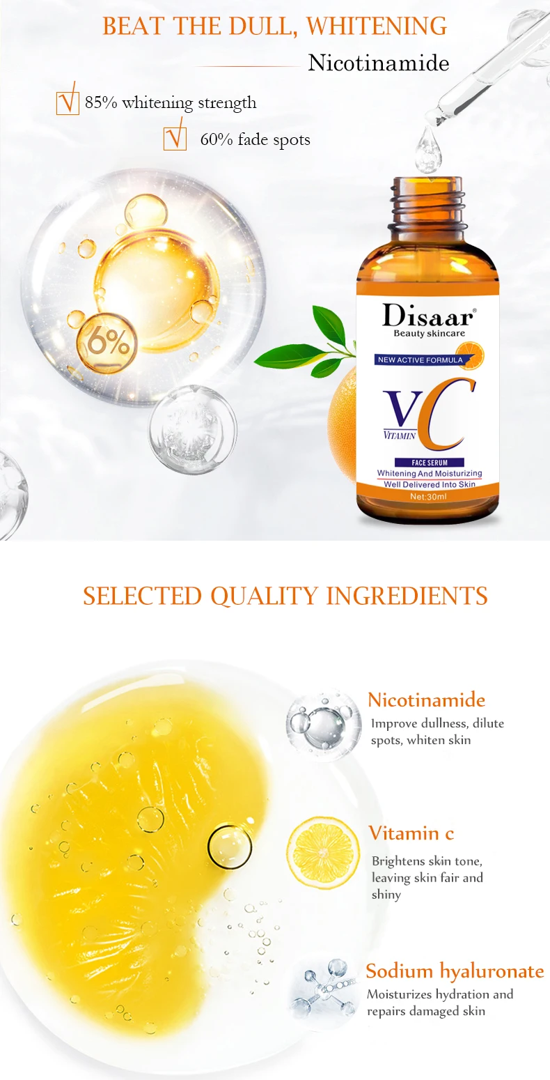 Disaar Improve Skin Whitening Vitamin C Facial Hyaluronic Acid Serum For Face