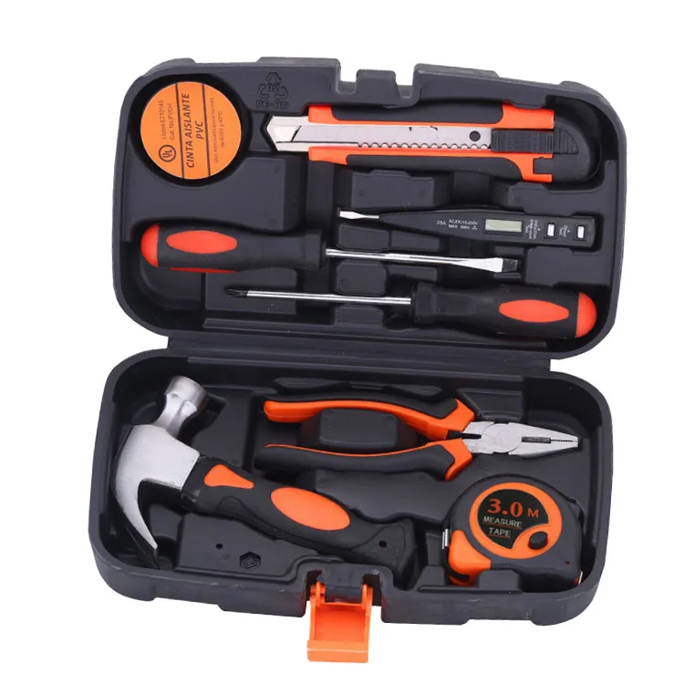 
Universal OEM Logo 9pcs Household combination kit Hardware toolbox hand tool set 