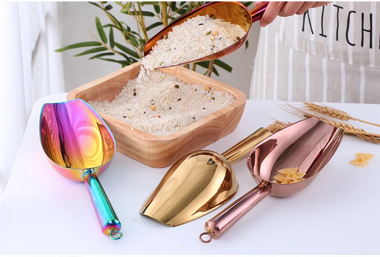 Multicolor Ice Scoop,Ice Scoop Stainless Steel Ice Scraper Shovel Flour Scoop Kitchen Gadgets Accessories