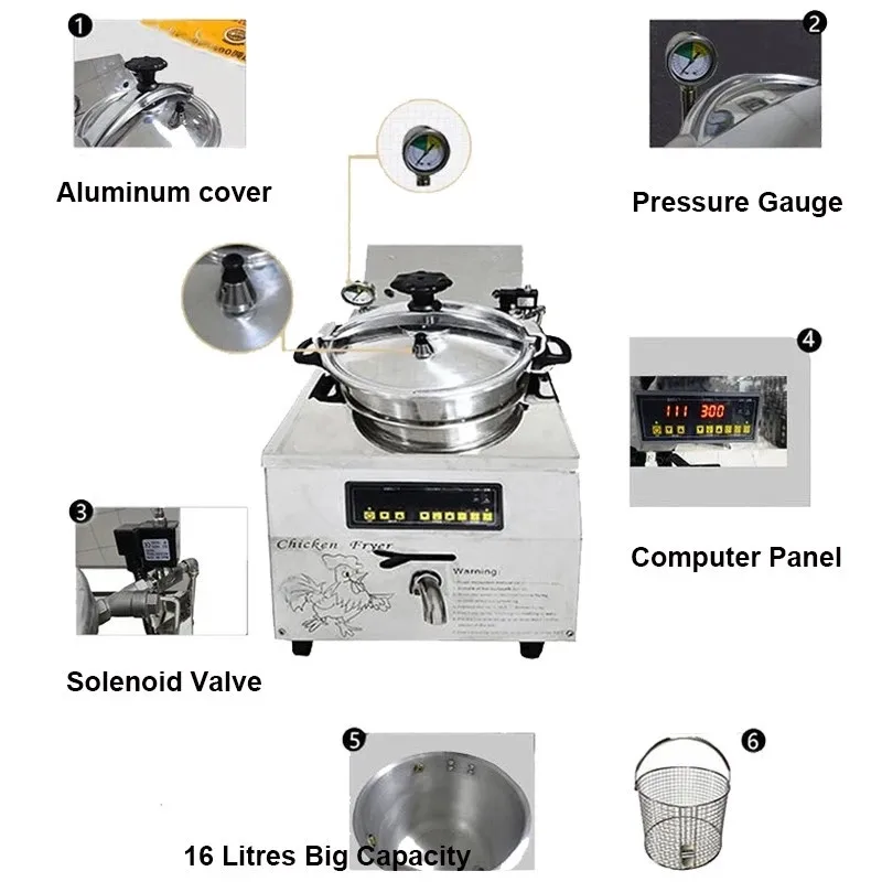 Ce Commercial Electric Chicken Pressure Fryer Chicken Frying Equipment