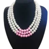 White and pink ABS pearl necklace greek letter divine nine sorority aka alpha ka alpha multilayer necklace wholesale