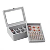 Jewelry Display Carrying Case with Glass Cover Ring Display Box Tray Holder Storage Organizer Ring Box