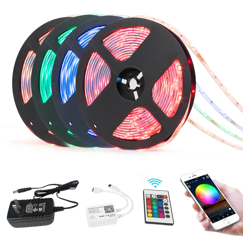 Waterproof 12V 24V Music  Remote WIFI Smart Control Flexible 5050 RGB Strip Kit