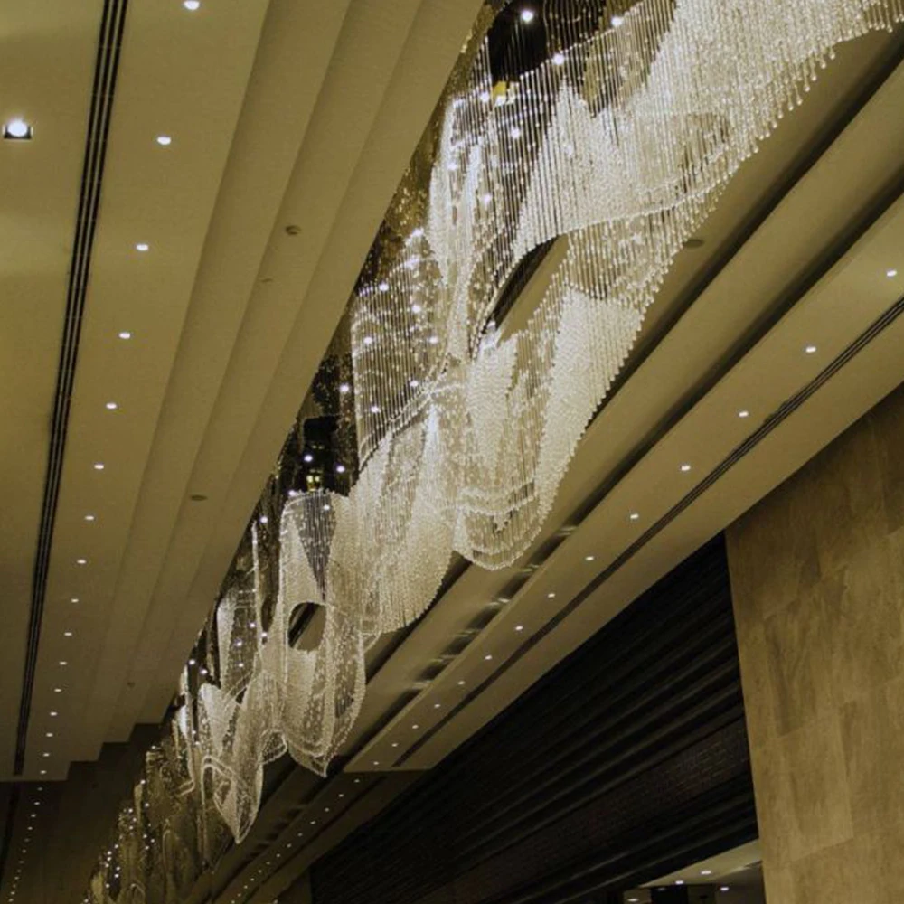 现代大型豪华吊链吊灯k9链水晶吊灯,用于酒店装饰