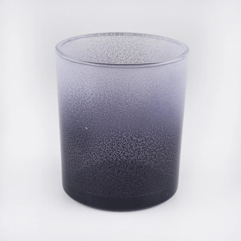 recycled empty frosted blue glass candle jar