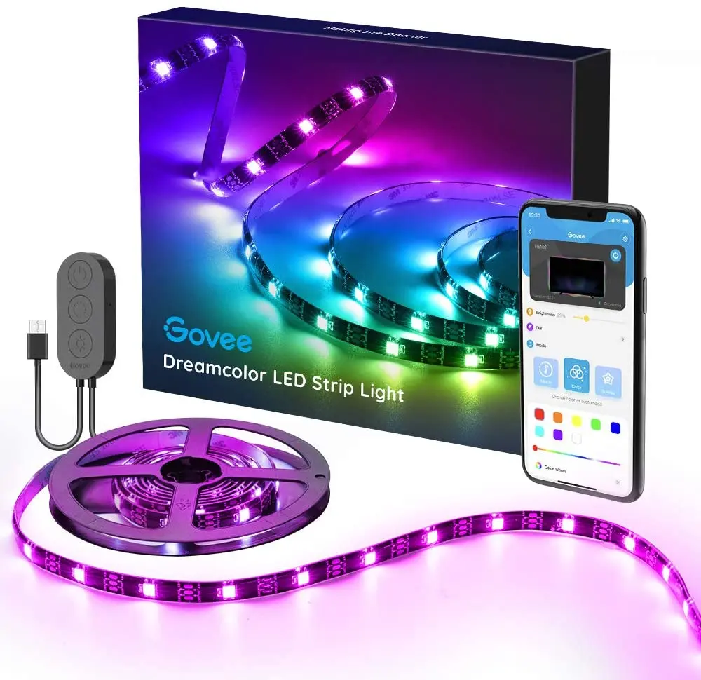 16.4ft 32.8ft flexible smart app sound controlled music sync 5050 waterproof RGB led strips for party decoration