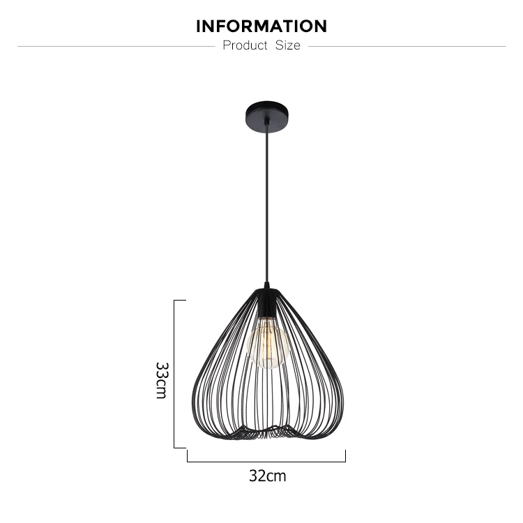 Factory Selling Nordic Popular Round Iron Dining Living Room Decoration E27 Pendant Light