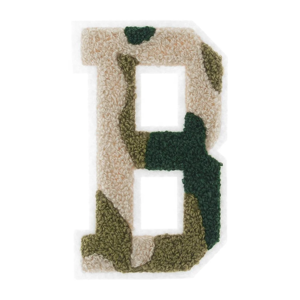 4 1/2 Inch Heat Seal/Sew On Chenille Varsity Number Camo 2 