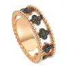 2019 Gold Plated 925 Sterling Silver/Brass Eternity Band Round CZ Created Diamond Prong Setting Four Leaf Clover Wedding Bands