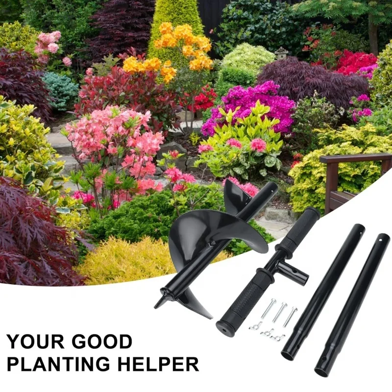 Spiral Ground Auger Garden Twist Drill Bit Set with Non-Slip Handle Manual Hole Digger Ground Drill for Tree Plant Planting manufacture