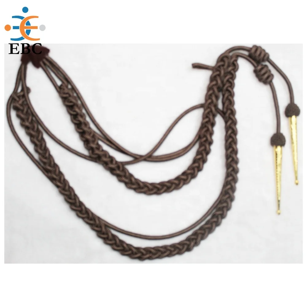 Oem Band Aiguillette Black Silk With Chrome Brass Alloy Tips High