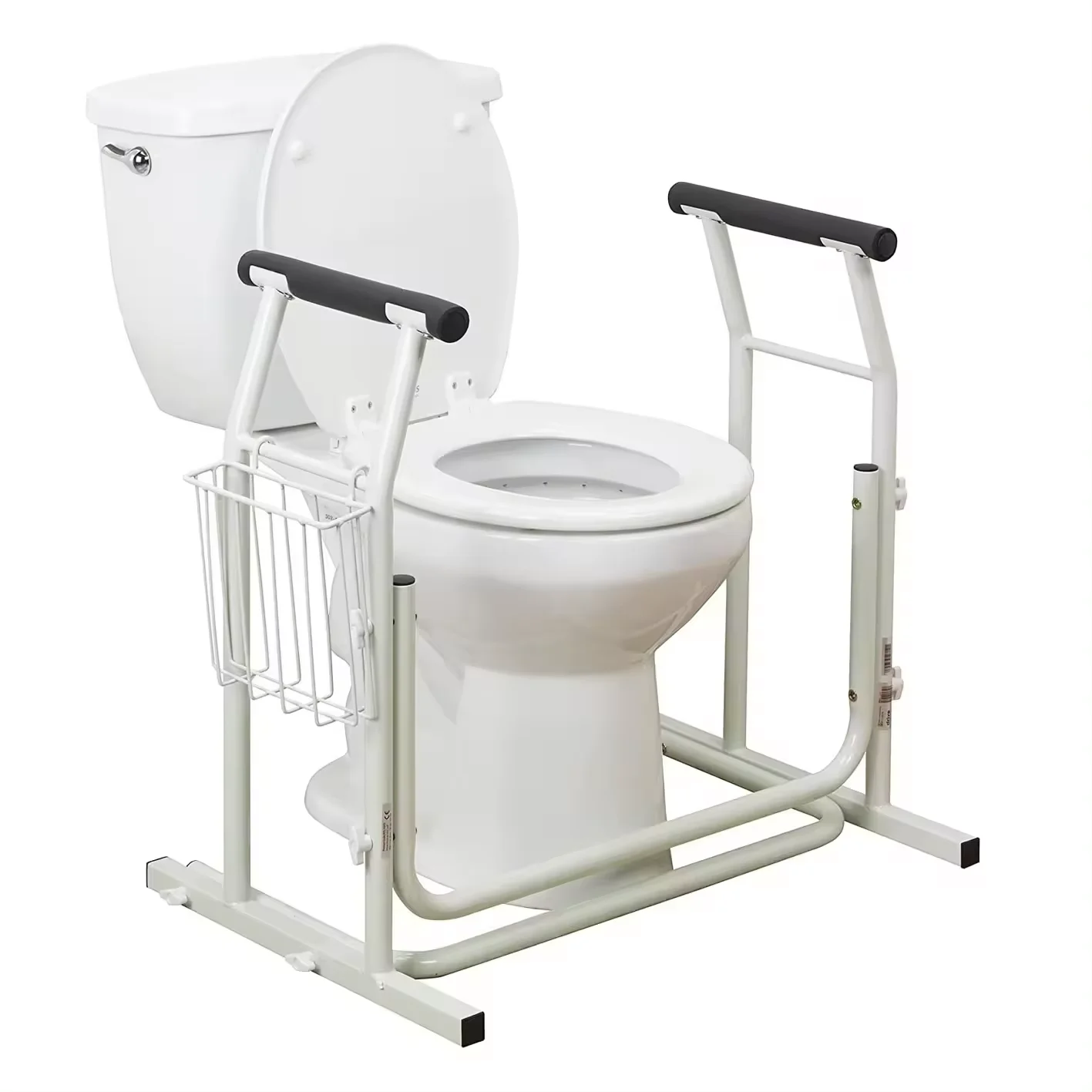 Toilet Safety Rail Storage Basket for Elderly & Disabled Easy Installation Bathroom Safety Equipment Magazine & Phone Storage details