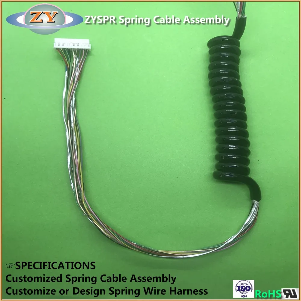 Custom coil cable wiring harness TPU coil cable with terminal connector cable assebly - ANKUX.COM