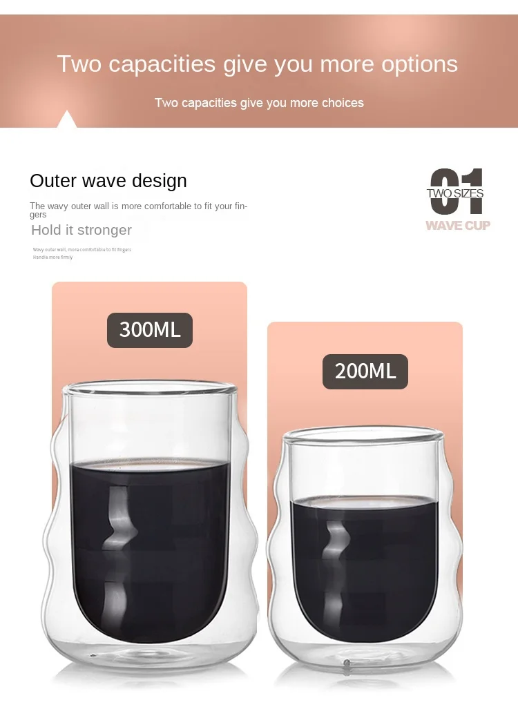 product double layer insulated 200ml 300ml high borosilicate glass coffee  milk cup suit for breakfast tea sets-0
