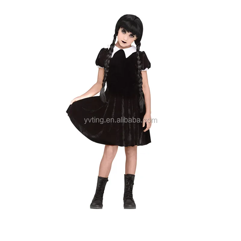 Dress Simple Retro Black Doll Collar Easter Adams Cosplay Customized Girl Long Dress