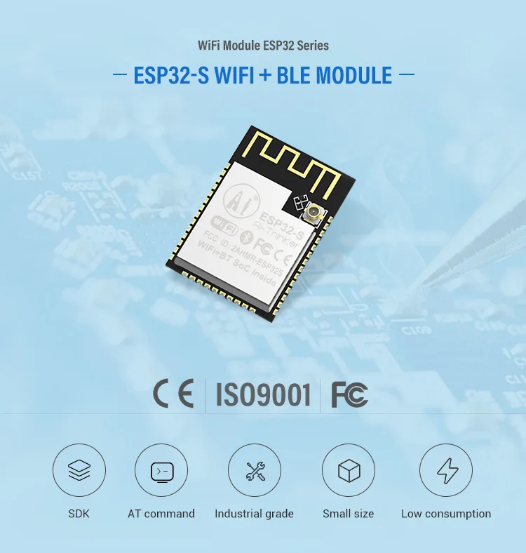 Ai-Thinker ESP32-S 2.4G WiFi+BT/BLE SoC/ dual-frequency/PCB/exteral antenna/ESP32 Chip