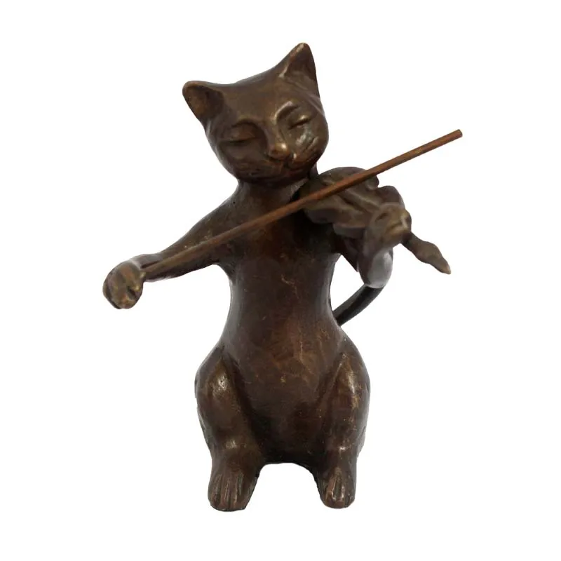 Création artisanale Mini statuette chat en bronze 6cm 