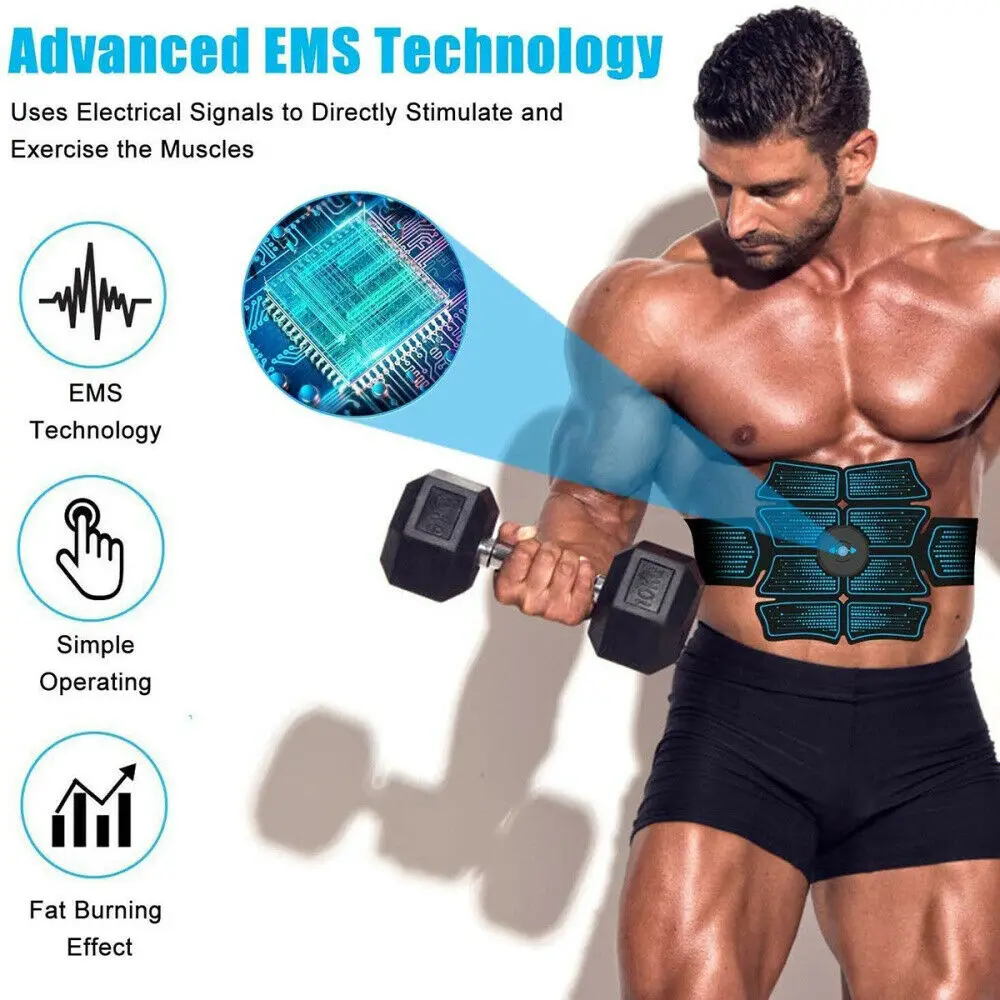 EMS ABS Abdominal Belt Muscle Trainer Stimulator Toning Smart Home Training AU 
