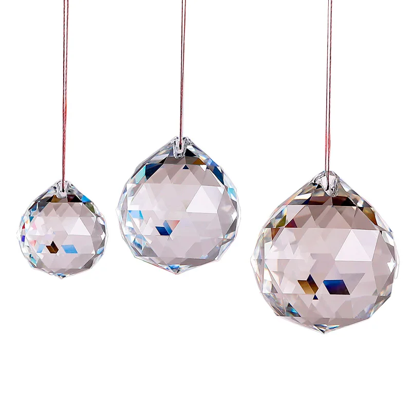 Factory Wholesale Chandelier Crystal Ball Modern Hanging Faceted Glass Ball Prism With Hole details