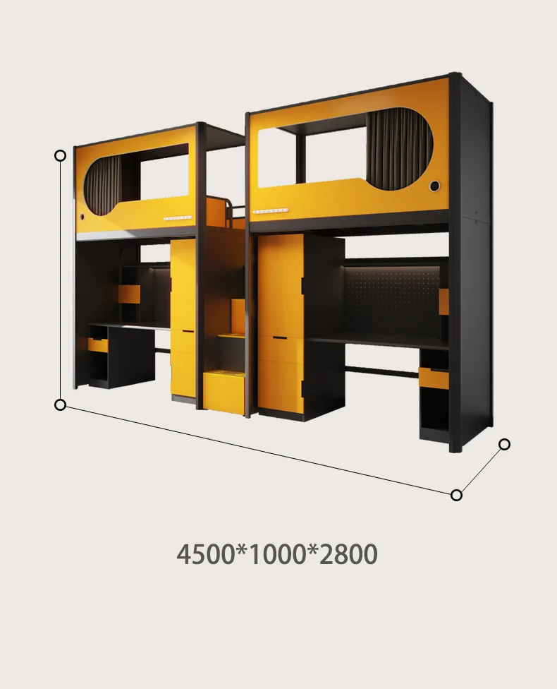 product modern iron panel bed school dormitory apartment loft bunk bed with desk-13