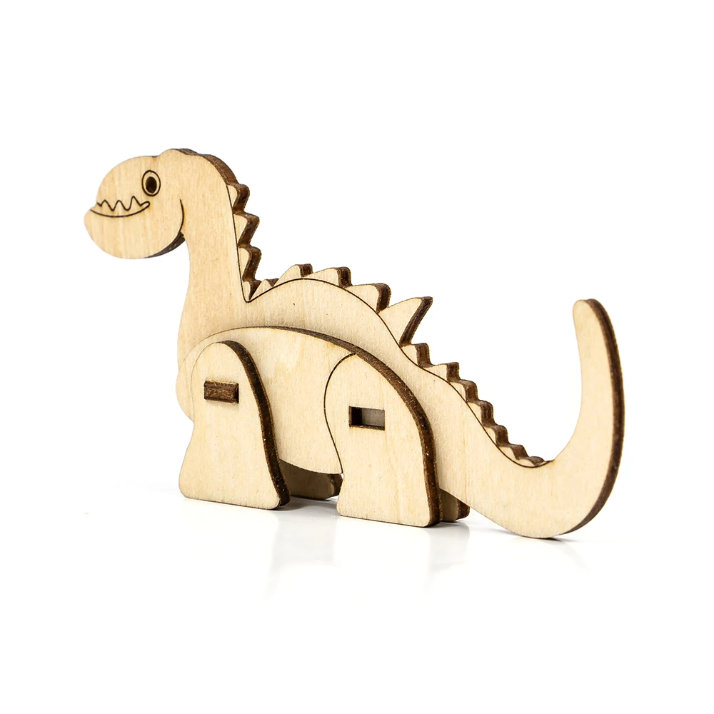 DIY Laser Cut 3D Wooden Dinosaur Puzzle Custom Animal Toy for Kids ...