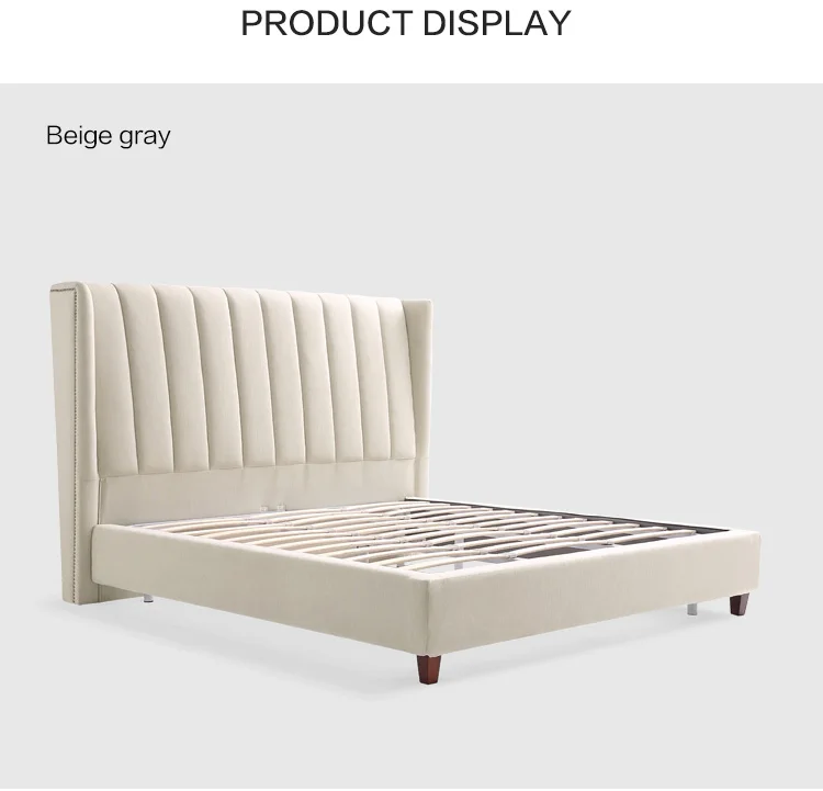 European Style Room Wood Double Bed And Mattress Set Design Upholstered Fabric Bed