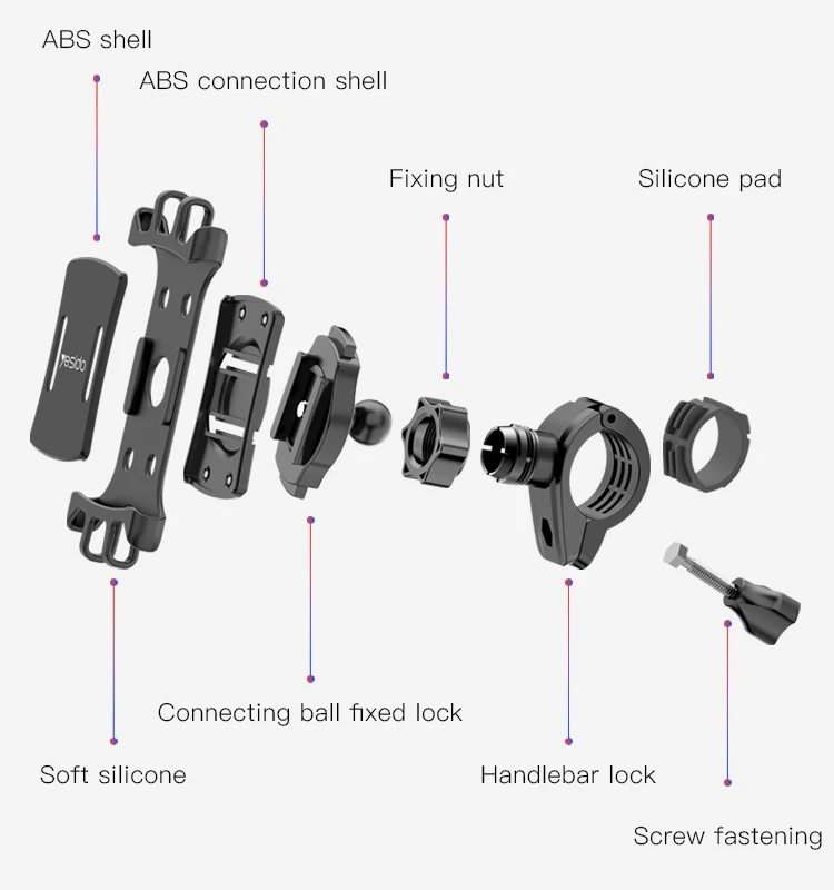 Yesido 360 Angle Adjustable Silicone Mobile Phone Bicycle Holder Universal Bike Mount Phone