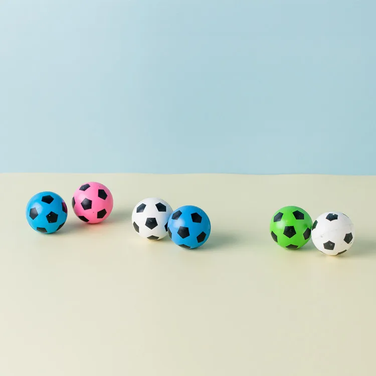 Novelty promotion gift multi-colored rubber 45mm soccer custom print bouncy balls  .jpg