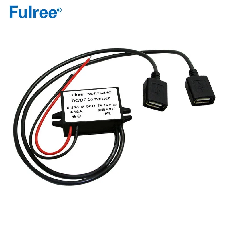 DC 36V 48V 60V 72V (30-90V) to 5V Inverter Converter Micro USB Car Phone Charger Adapter Power Supply for GPS DVR Recorder