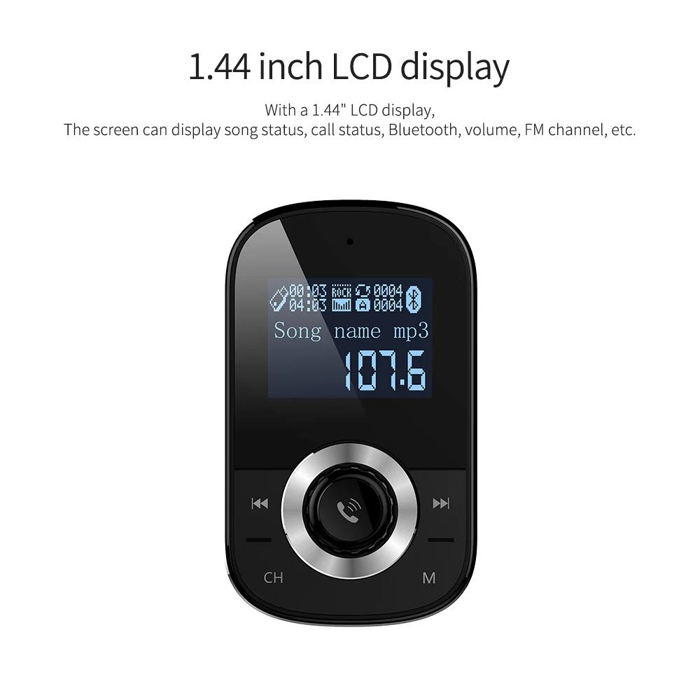HY90   Handsfree Wireless BT Kit FM Transmitter 1.4 inch LCD Car MP3 Player USB Charger FM Modulator Car Accessories