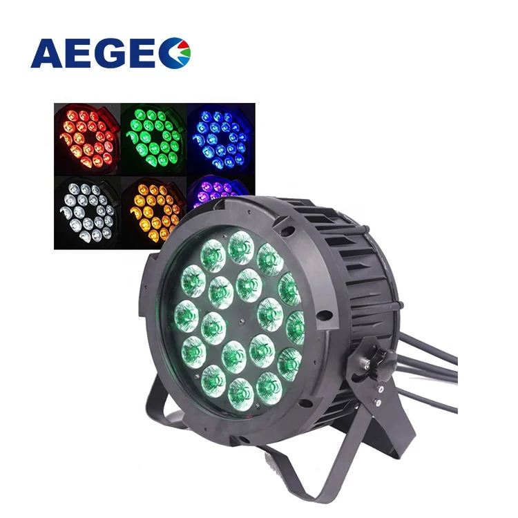 Outdoor event dj equipment stage light 18 x 15w rgbwauv 6in1 water-proof flat led par light