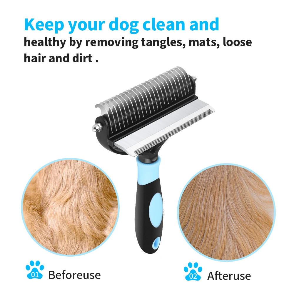 New 2 In 1 Cat Pet Animal Open Knot Hair Grooming Comb Dog Shedding ...