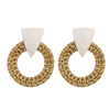 2019 New Handmade Weave Rattan Earring Triangle Acrylic Geometric Big Round Dangle Earrings For Women Wedding Party Jewelry
