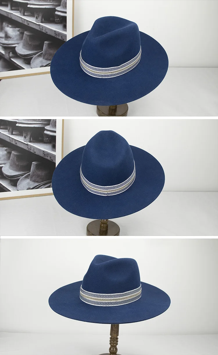 女士男士毛毡宽边fedora赌徒帽子的新时尚羊毛猪肉派船夫平顶礼帽