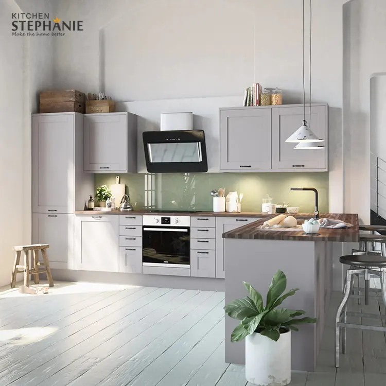 made in china flat pack kitchen cabinets, modern gray colour lacquer kitchen cabinet