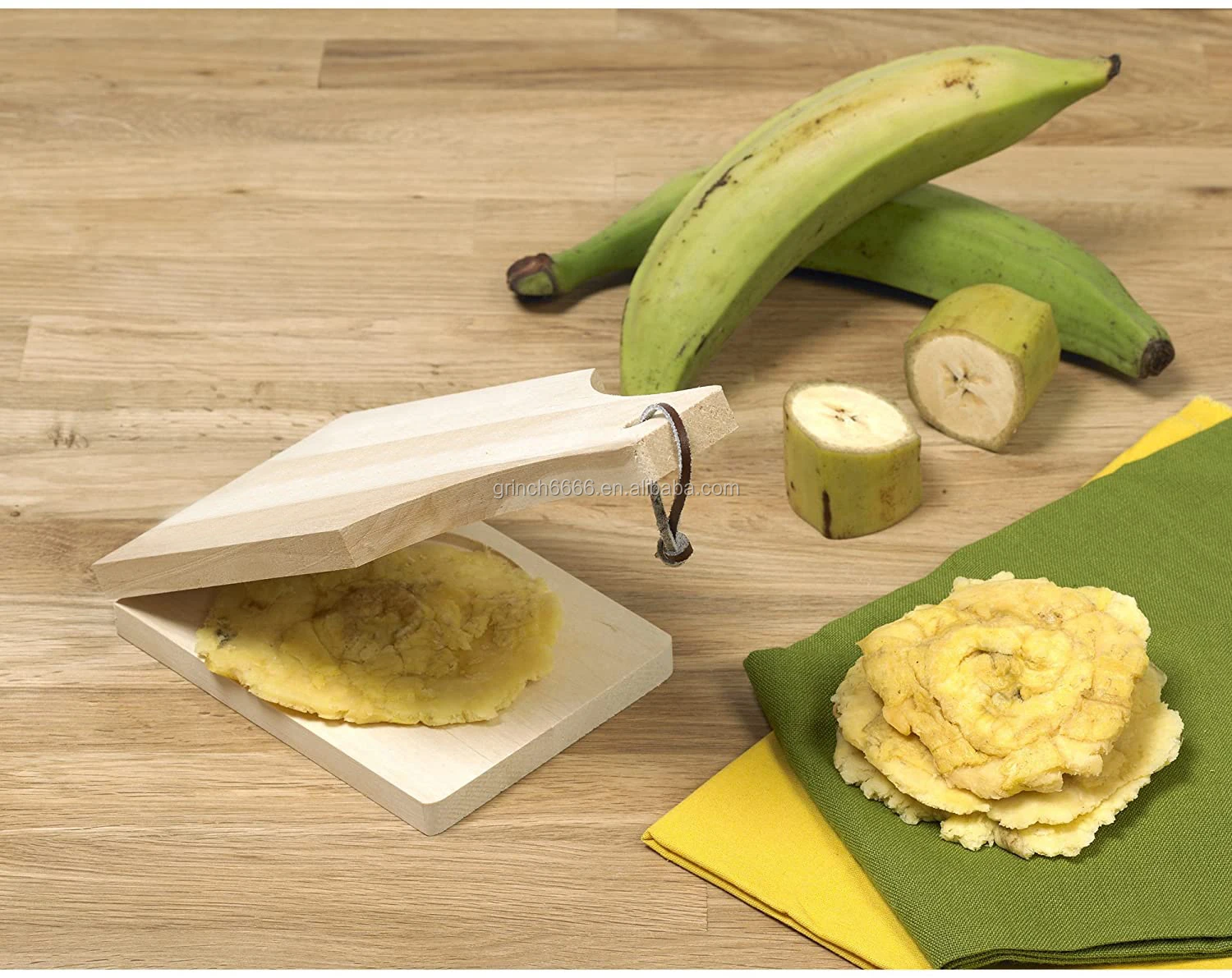 Kitchen Tostonera Plantain Press Banana Smasher Maker Wooden - Temu