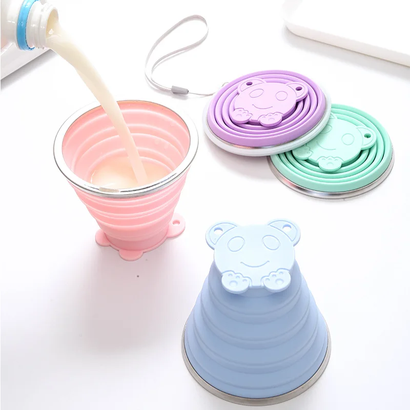 Colorful Silicone Folding Telescopic Travel Collapsible Coffee Cup baby silicone cup