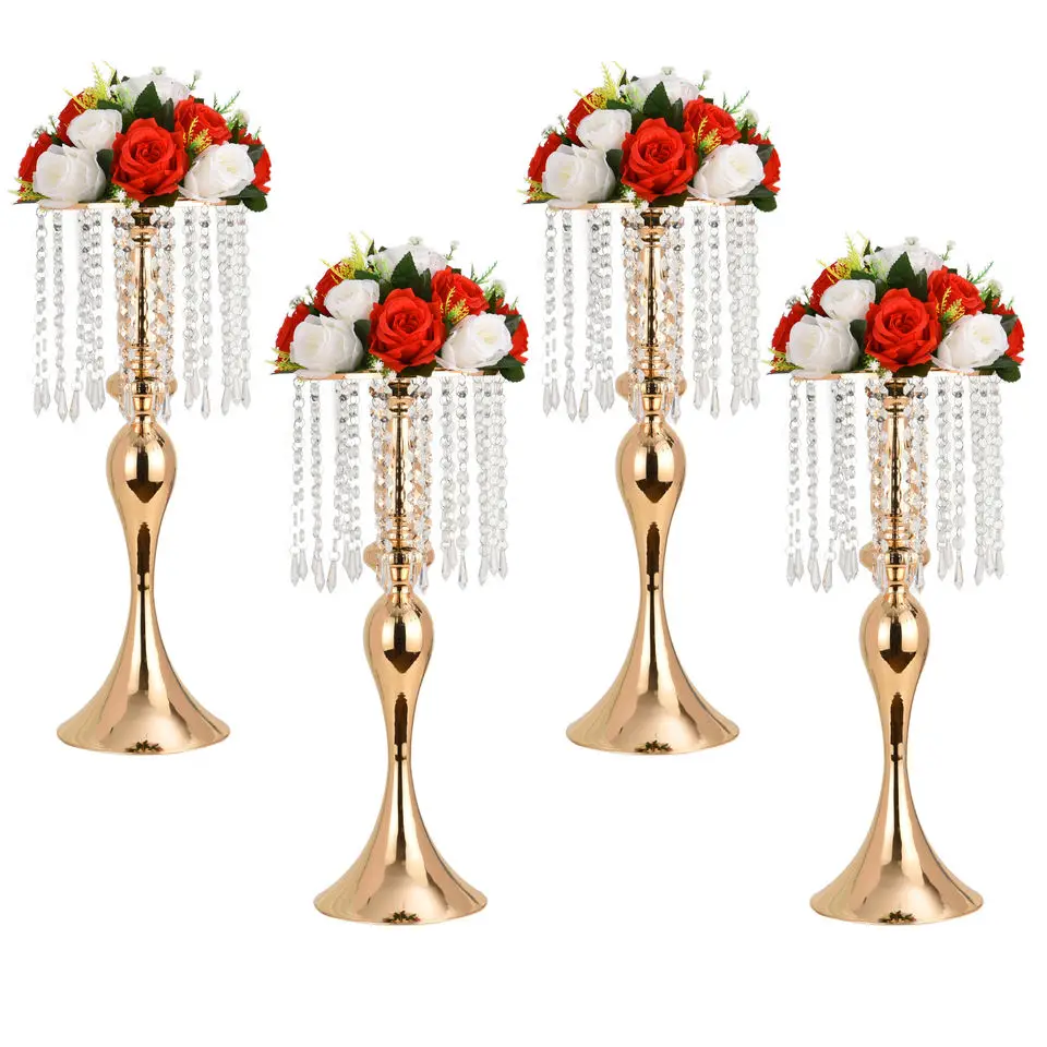 Tall Metal Flower Vase Holders Gold Vases For Centerpieces Crystal