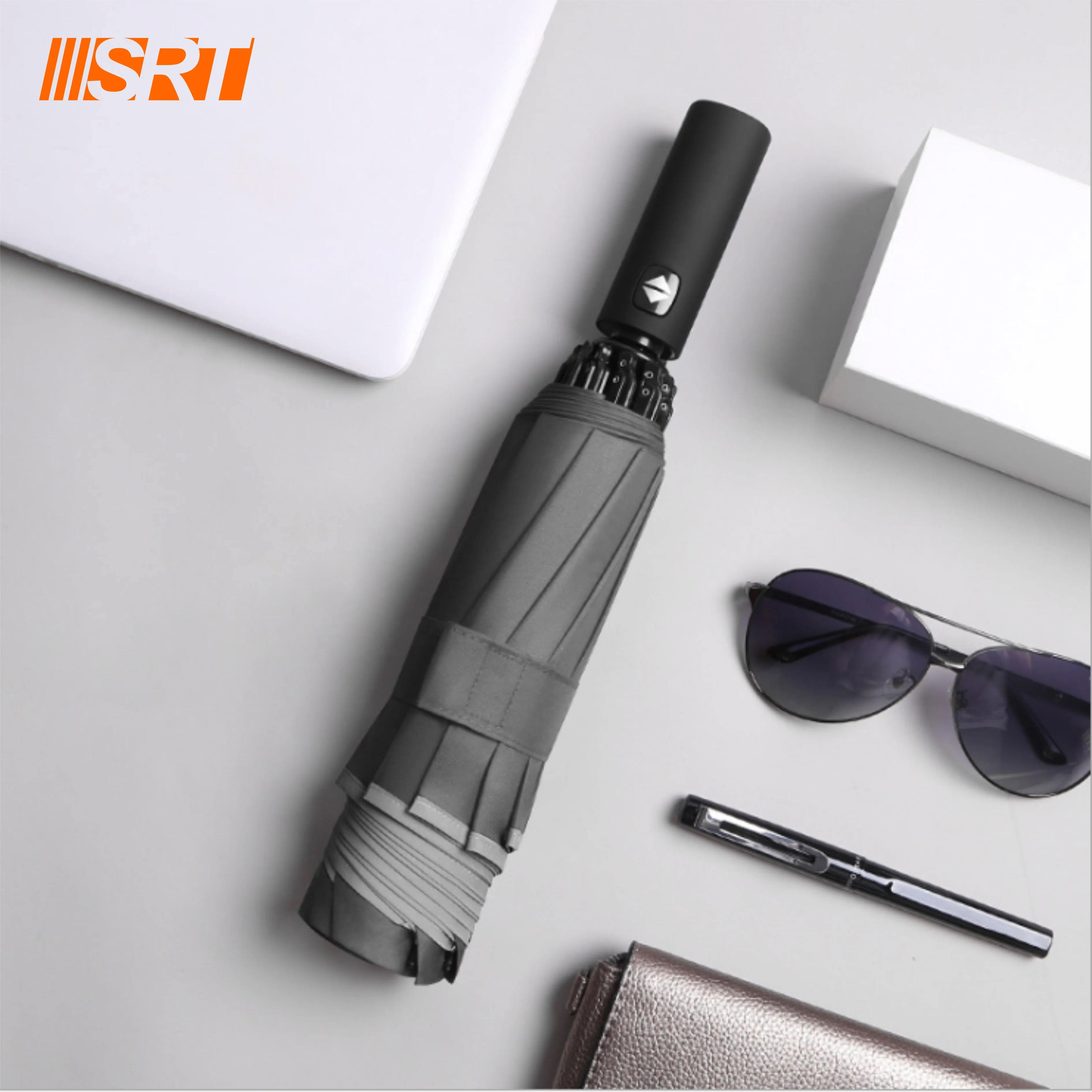 
Business gifts 3 fold Reverse Reflective light Automatic umbrella with Customer logo printing 