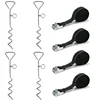 8mm x 40cm heavy duty trampoline Spiral Ground Anchor Kit Set of 4 - Tie Downs with Ground Stakes