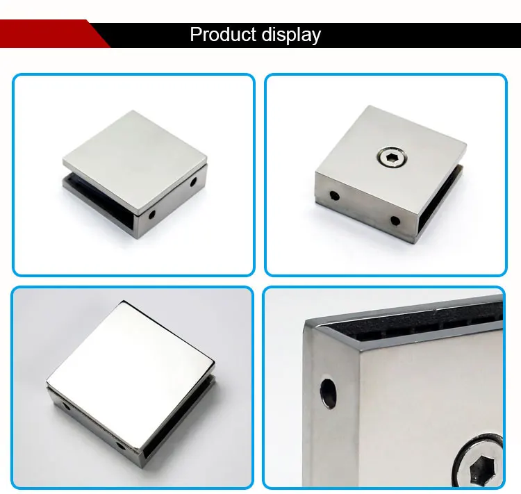 Stainless Steel 304 Grade Square Flat Back Glass Clamp 45 x 45 mm for 3/8" - 1/4" Tempered Glass