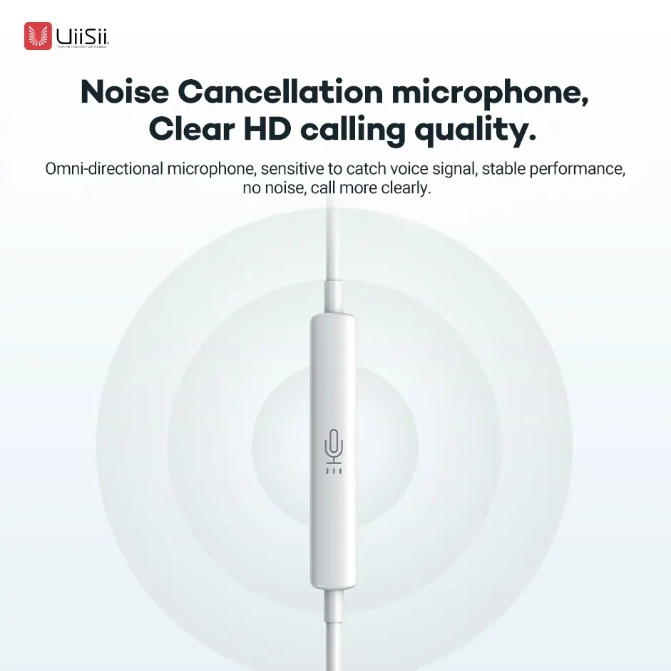 Uiisii UX wired earphones with mic Waterproof Noise Cancelling Running Earphone Earbuds