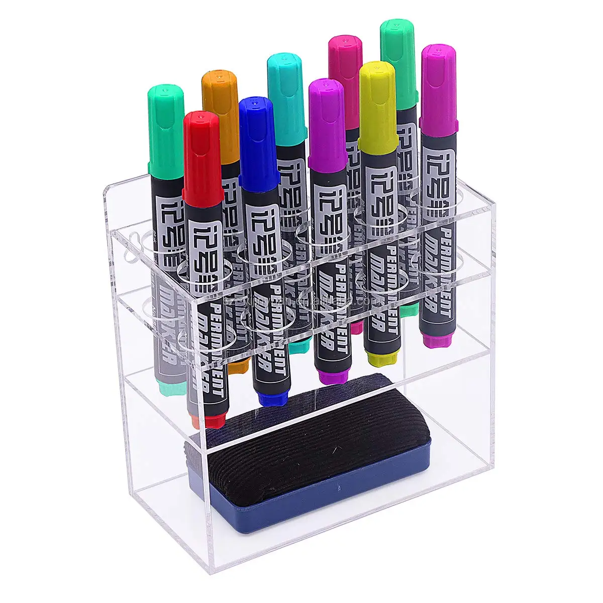 2-tier Acrylic Dry Eraser Marker Holder,10-slot Wall Mounted Whiteboard ...