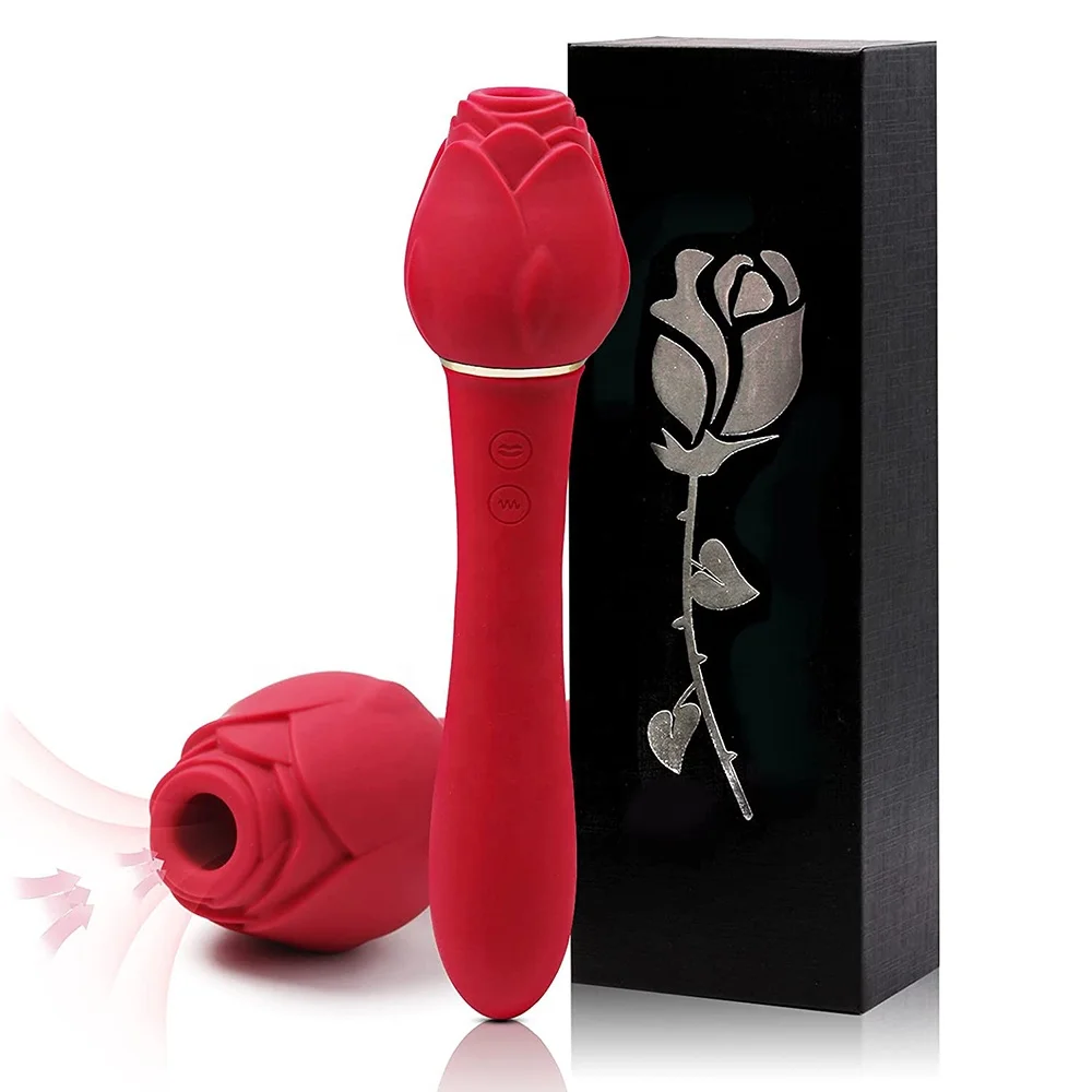 Genuine Rose with Handle Rose Vibrator for Women,5 Strong Sucking & 10  Vibration Modes Clitoris Stimulator Dildo Sex Toys Rose