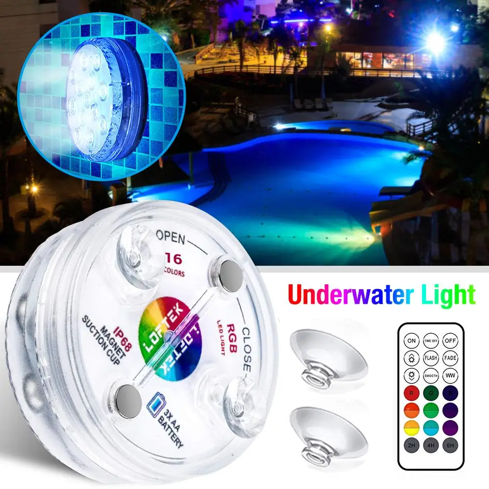 Under Water Ip68 Water Proof Battery Operated Magnety Submersible Led Lights For Swimming Pool