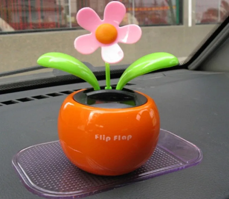 Mini Car Flip Flap Solar Flower For Promotional Artificial Flower For