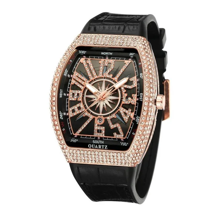 

Unique style Watch Crystal Glass Wach Men Watches Moissanite Diamond Watch Men