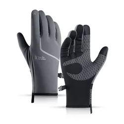 Fur Lined Waterproof Relective Anti-Slip Black Grey Unisex Touch Screen Winter Gloves Cycling Sport Gloves For Men Women