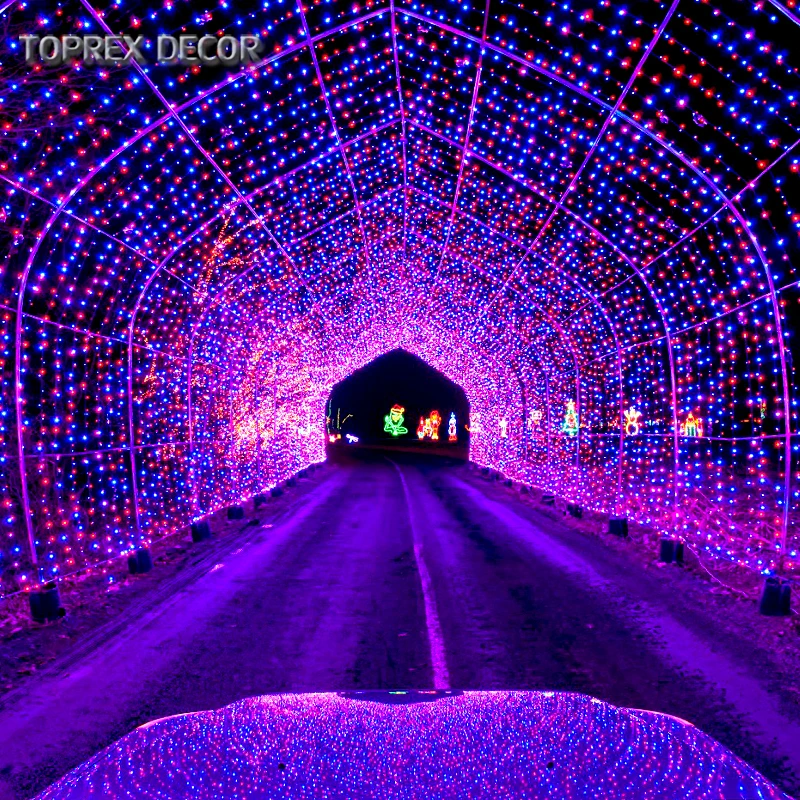 Wedding christmas decor multi color led time tunnel arch motif light