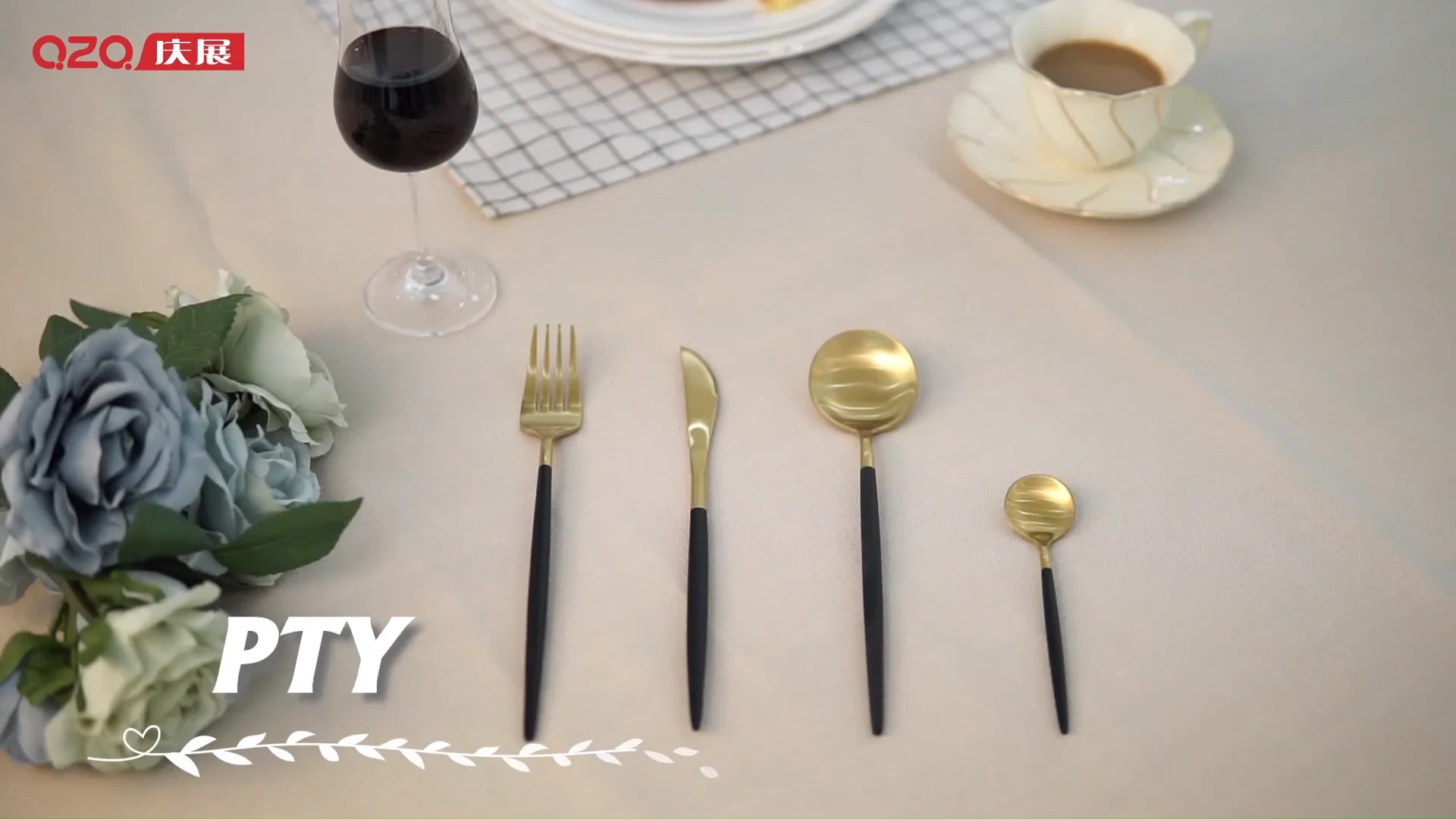 Manufacturer Wholesale Gold 24pcs Portugal Flatware Colorful Kitchen